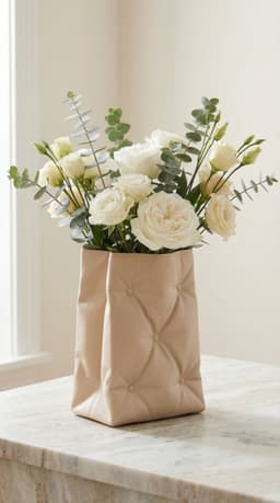 Luxury Tufted "Paper Bag" Vase - Coquette Surrealist Biomorphic Home Decor 3d model