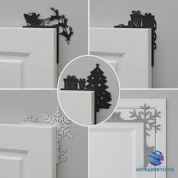 5 Christmas Decorations Set - 3D Printable Door Edge Ornaments 3D print model 3d model