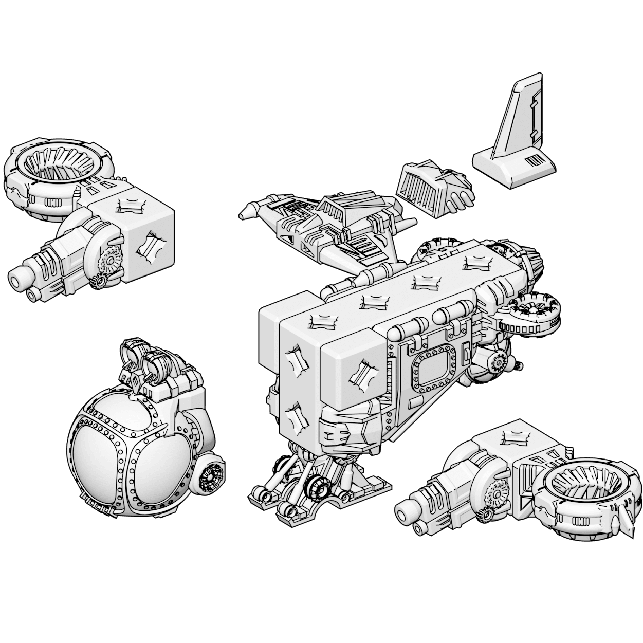 PrintABlok Carrier Spaceship Construction Toy 3d model