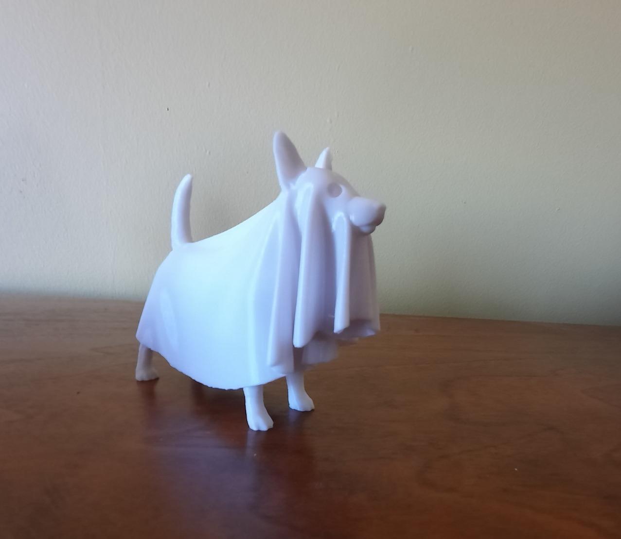 Ghost Dog - Plan to paint the tip of its nose but it is so cute as is.  CR6se Geeetech White PLA - 3d model
