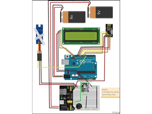 RF24 Remote With TFT LCD Touchscreen 3d model