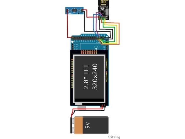 RF24 Remote With TFT LCD Touchscreen 3d model