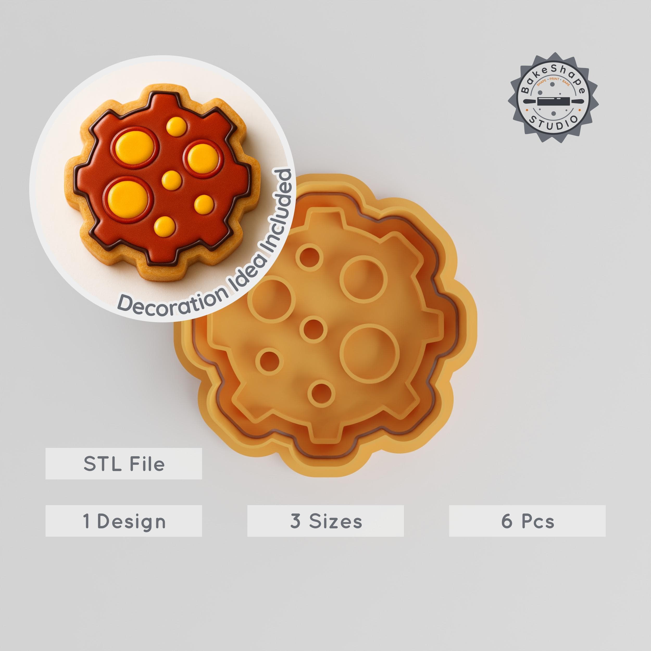 Meteor Cookie & Fondant Cutter Stamp Set, 6-Piece Bundle, 3 Sizes, Space Rock, Shooting Star, Celestial Baking Designs PRODUCT_165 3d model