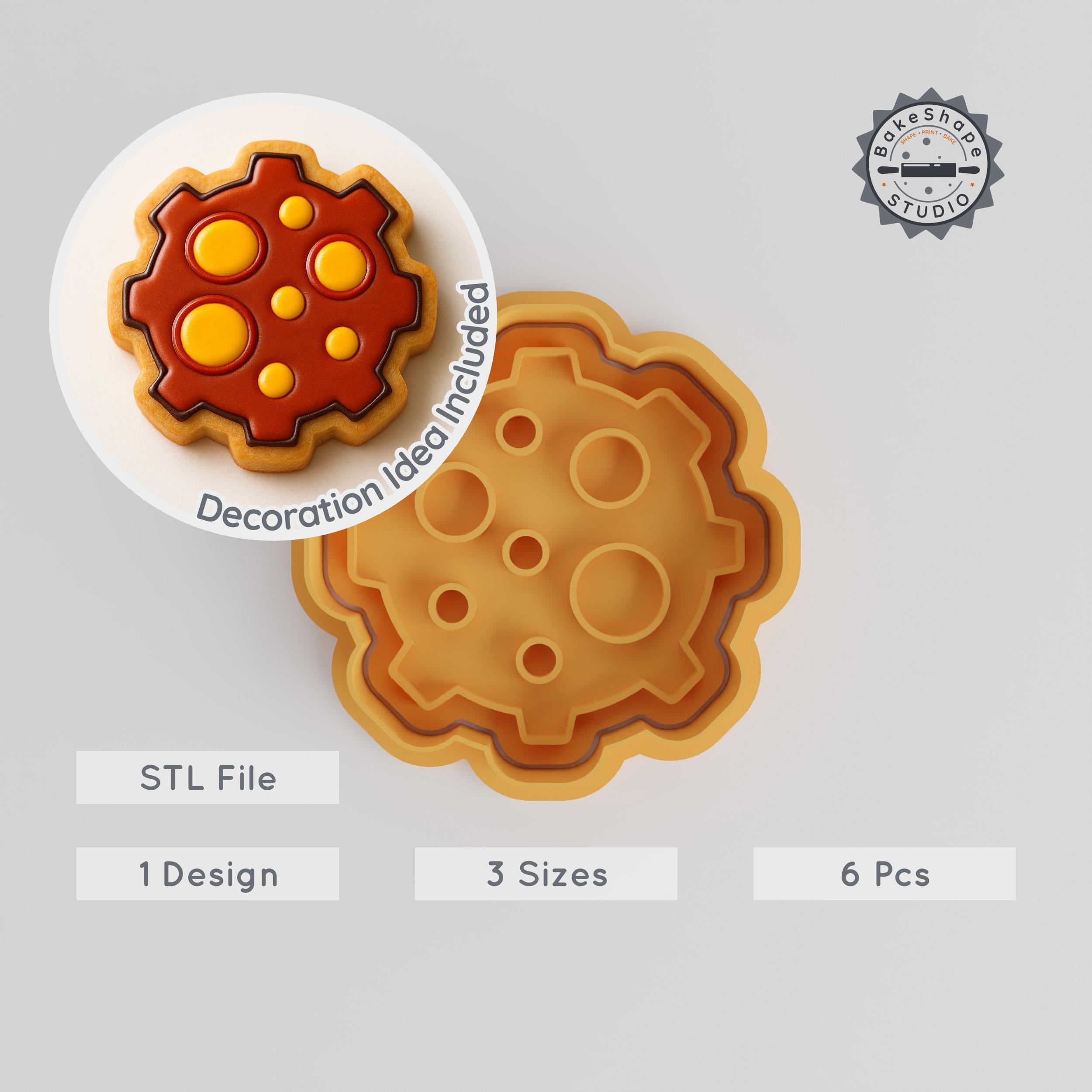Meteor Cookie & Fondant Cutter Stamp Set, 6-Piece Bundle, 3 Sizes, Space Rock, Shooting Star, Celestial Baking Designs PRODUCT_165 3d model
