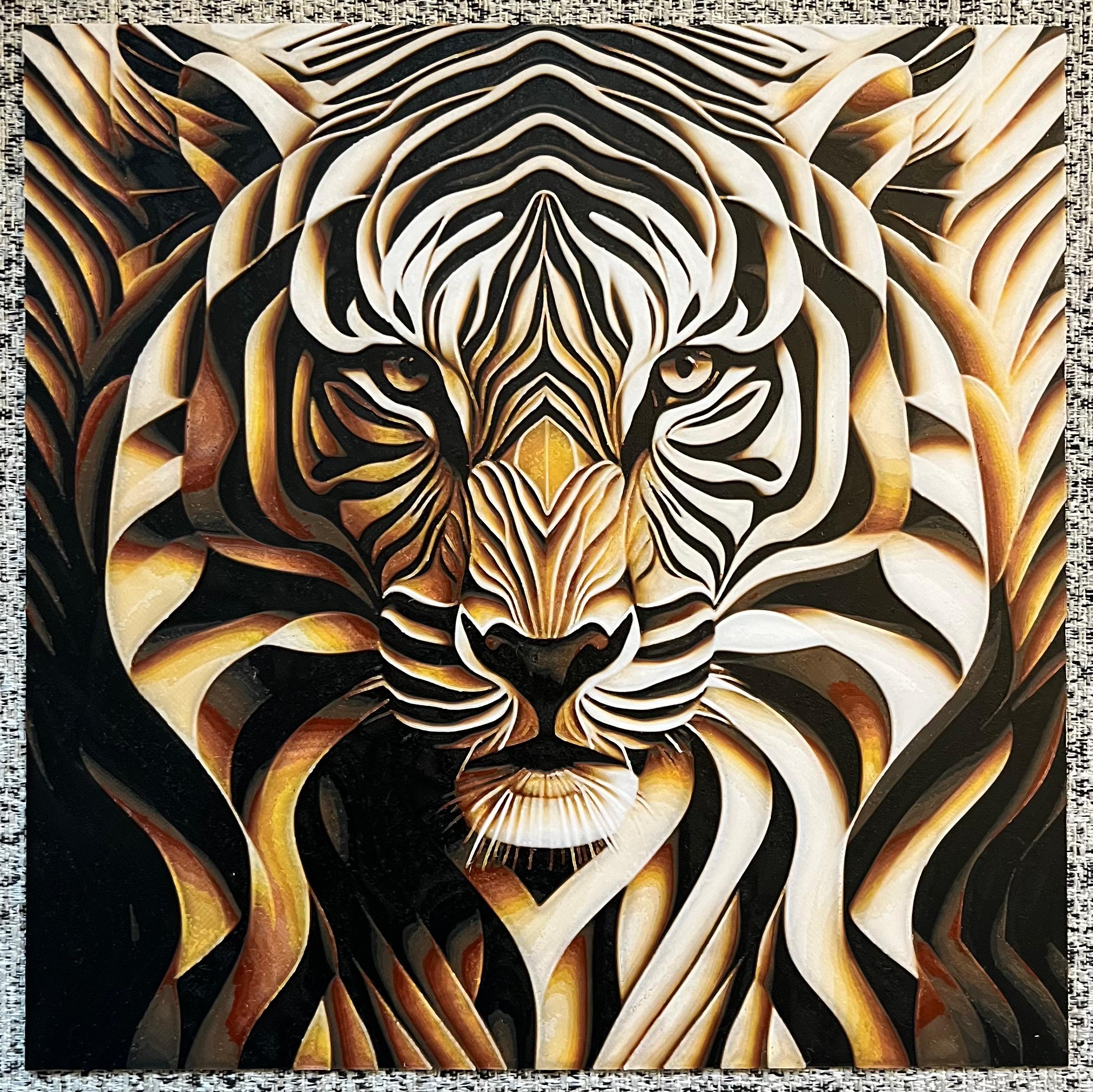 Op-Art Tiger Portrait (Filament Painting) 3d model