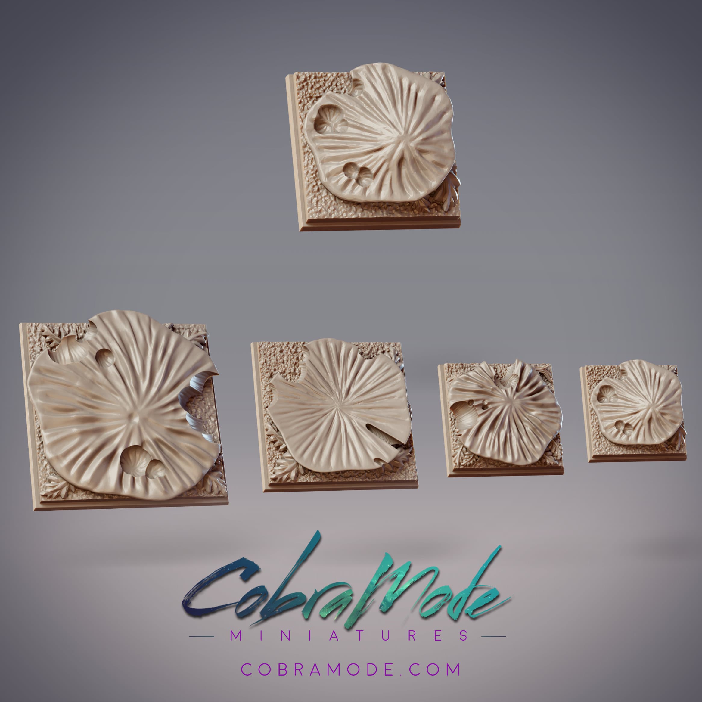 Fungal Platform Square Base Pack (4pcs) 3d model