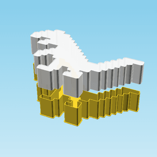 Dinosaur Icon 003A, nestable box (v2) 3d model