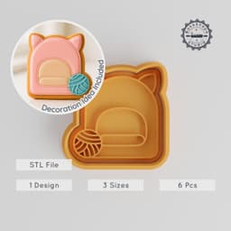 Cattery Shape Cutter & Stamp Set, Cat Bed Fondant Cookie Tool, 3 Sizes, Perfect for Cat-Themed Baking, 6-Piece Collection PRODUCT_2696 3d model
