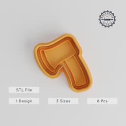 Axe Shape Cutter & Stamp Set, Cookie & Fondant Tool, 3D Print, 6-Piece Set, Small/Medium/Large, Spooky & Scary Accessories PRODUCT_3403 3d model