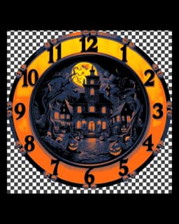 Happy Halloween! Clockface with Spooky Scene with Jack-o-lanterns, Bats and More! 3d model