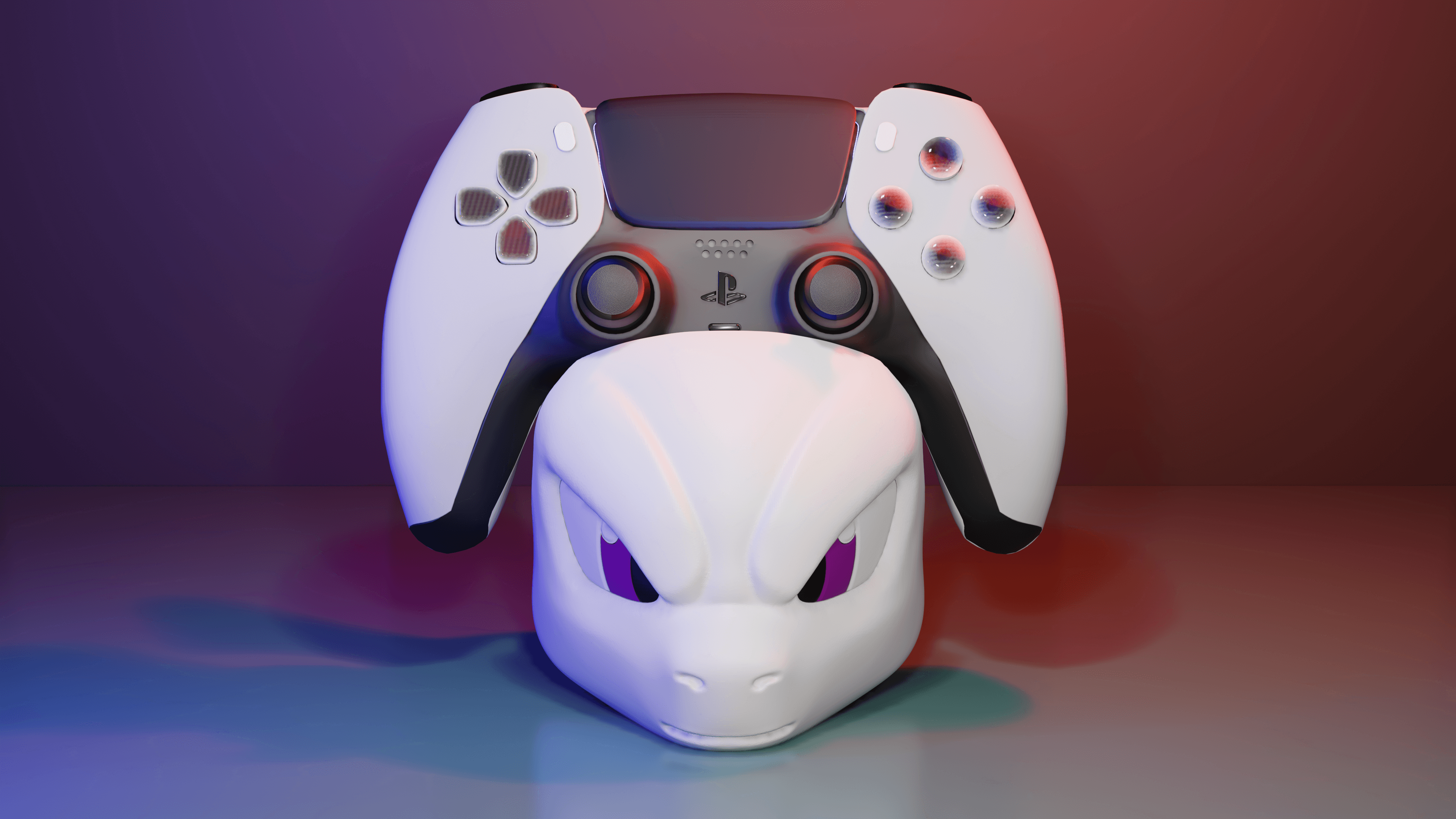Mewtwo Controller Holder (Multiparts +3MF) 3d model