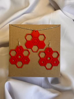 Earrings & Necklace Set - HexaBloom Jewelry set 3d model