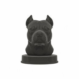 Pitbull Dog Bust with Nameplate - 3D Printable STL 3MF - Pet Memorial Statue 3d model