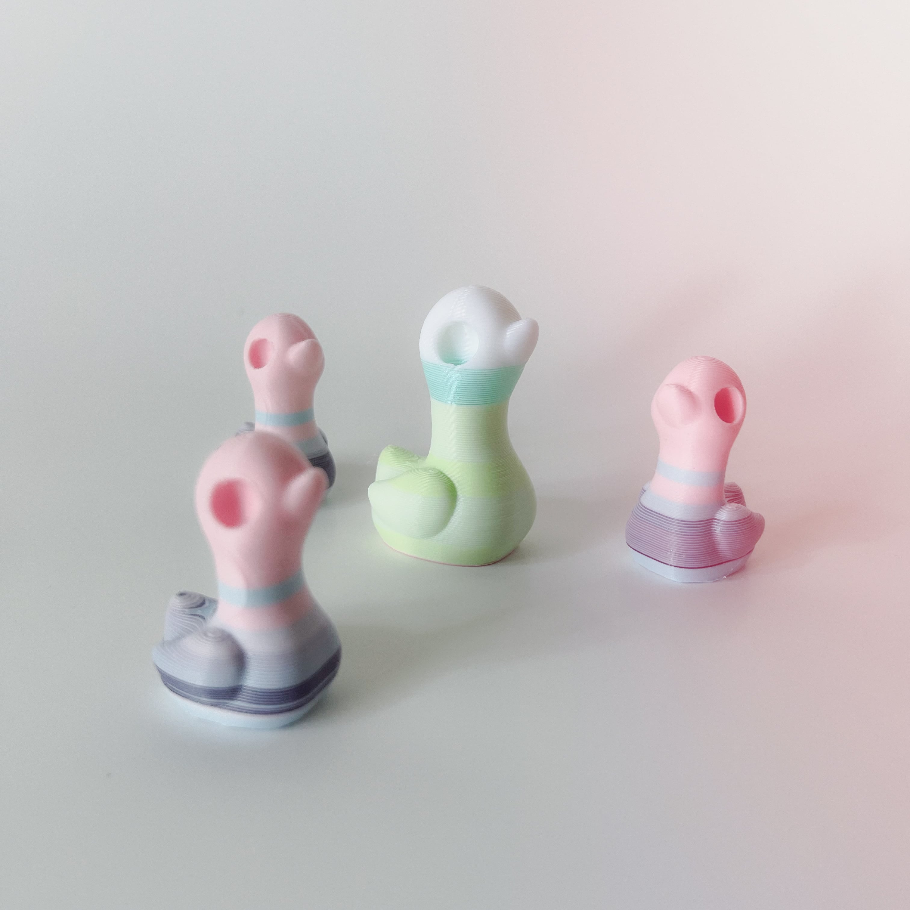 Flushies Keychain Set, Duck, Dino, and Squid 3d model