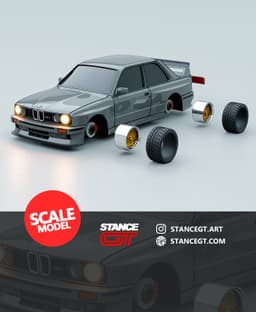 BMW M3 E30 | SCALED 1/64 | Model kit car 3d model