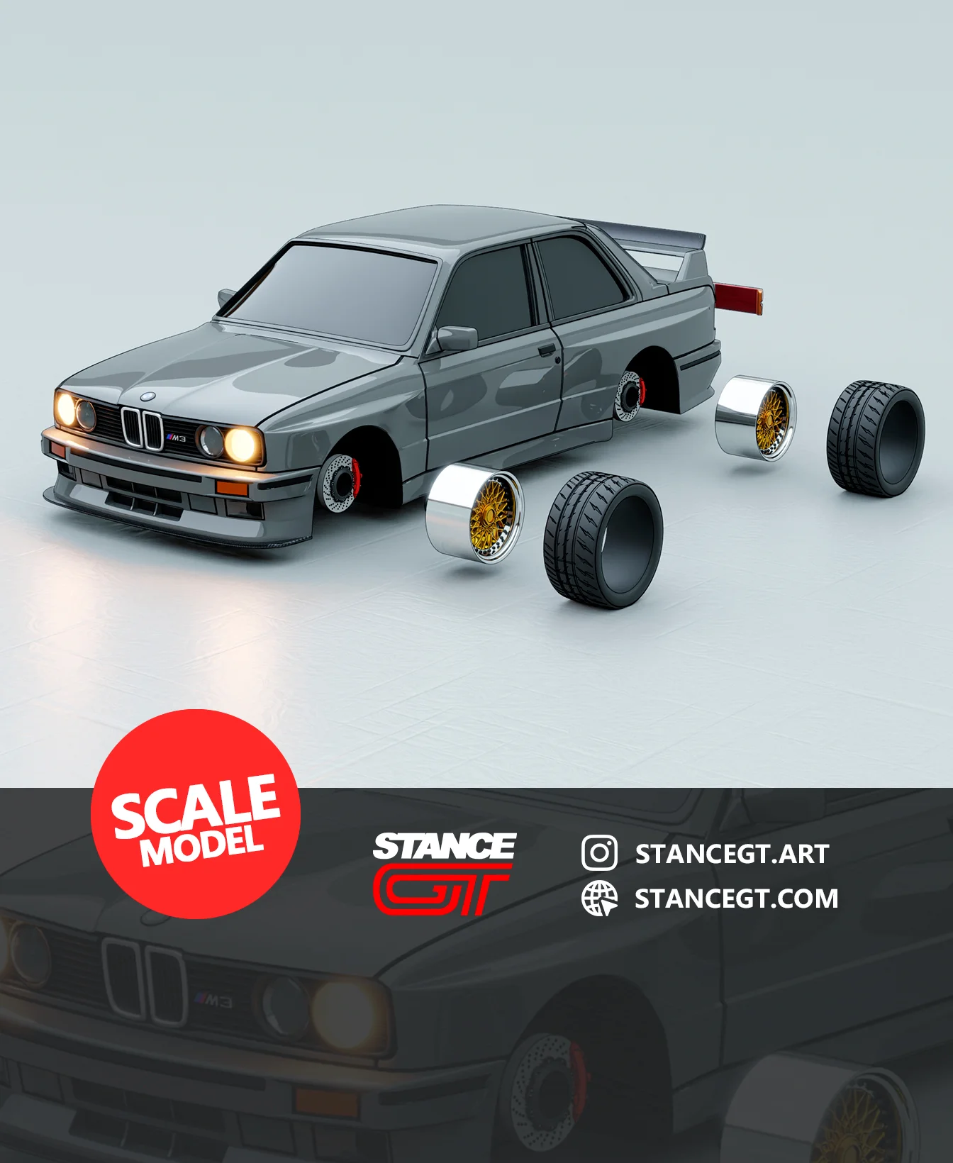 BMW M3 E30 | SCALED 1/64 | Model kit car 3d model