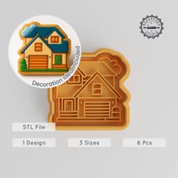 House Shape Cutter & Stamp Set, Perfect for Cookies & Fondant, Includes S/M/L Sizes, Set of 6 Pieces PRODUCT_2691 3d model