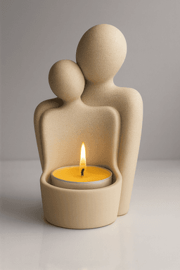 Free Parent & Child Tealight Holder STL – Minimalist Family Candle Holder 3D Print 3d model