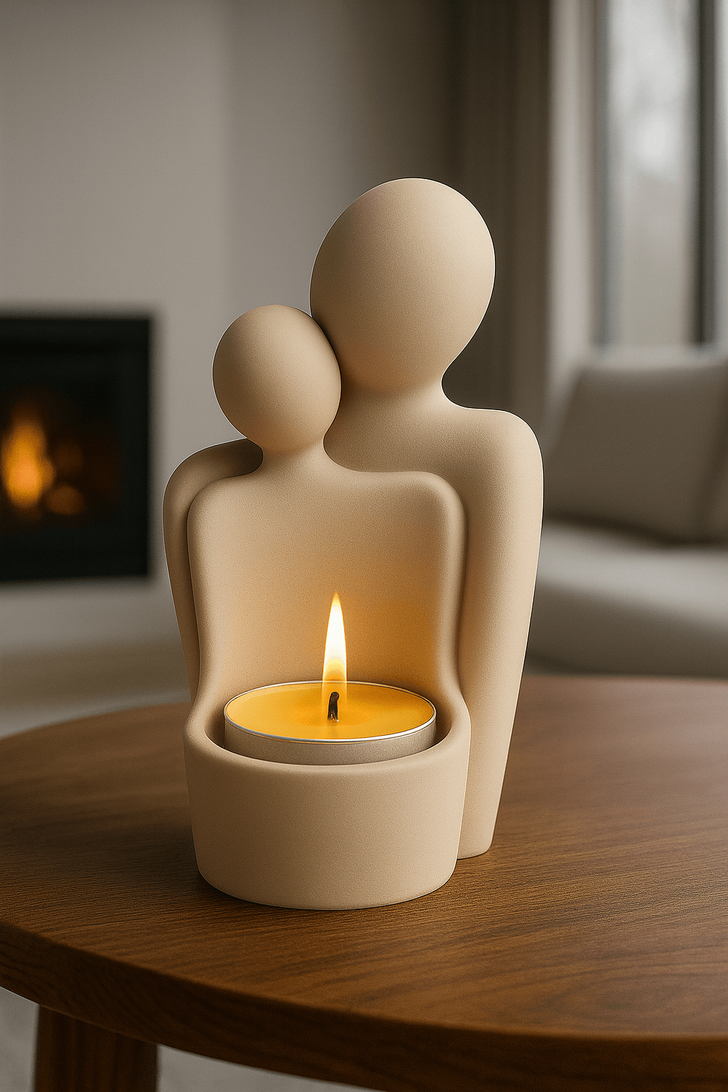 Free Parent & Child Tealight Holder STL – Minimalist Family Candle Holder 3D Print 3d model