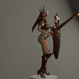 Sexy Knight – Sword and Shield Warrior Figure v2 3d model