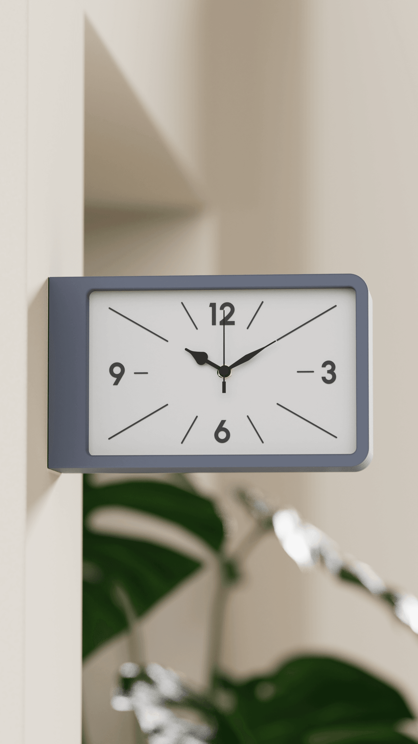 QUADRA - Rectangular Double Side Wall Clock - Dulton style 3d model
