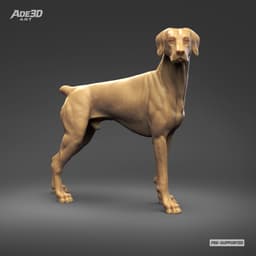 Doberman Pinscher Natural Ears Docked Tail 3D Print Pose 05 3d model