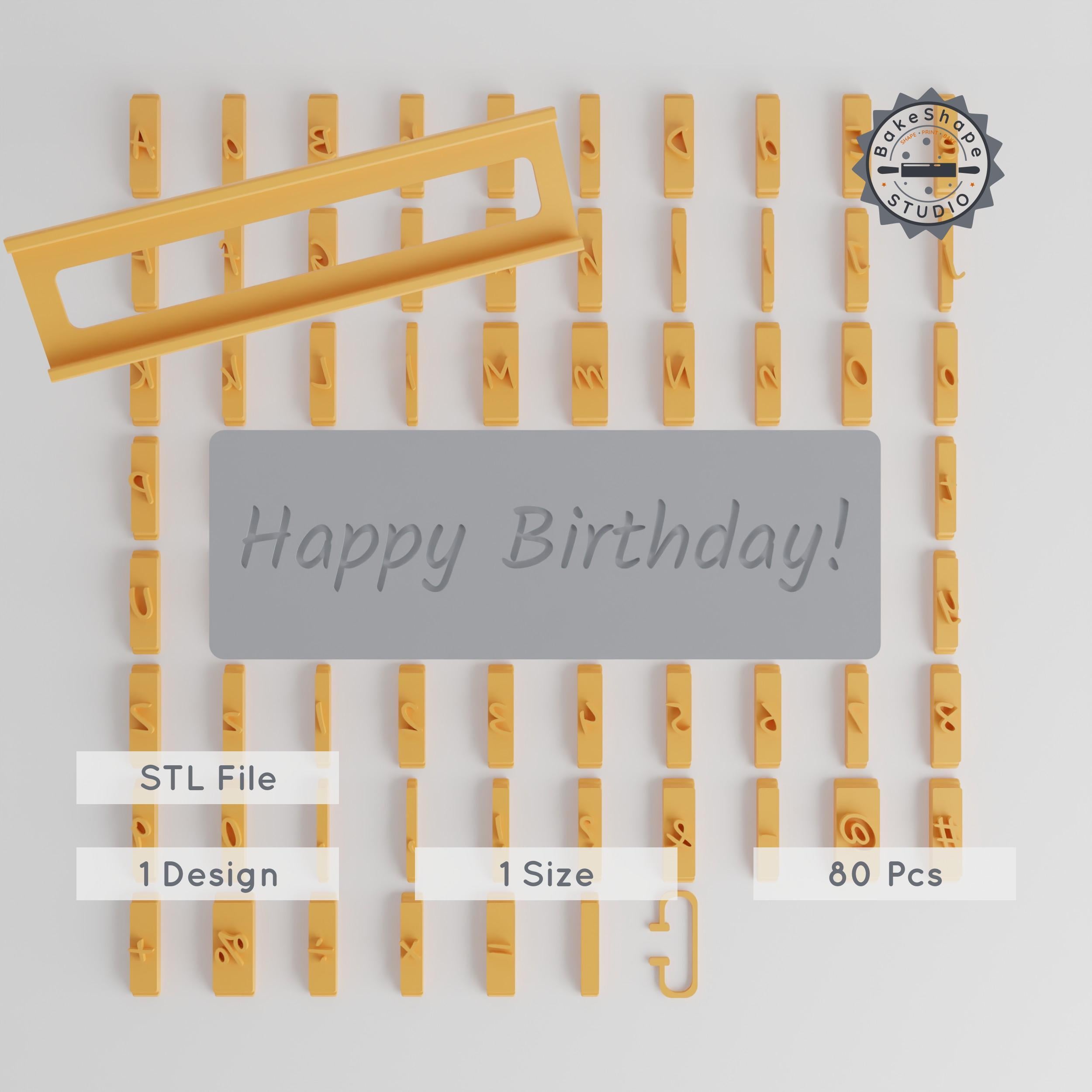 Kalam Font Tiles 1/2", 80-Piece Set, Font Tile Set for Clay, Cookies & Fondant PRODUCT_2806 3d model
