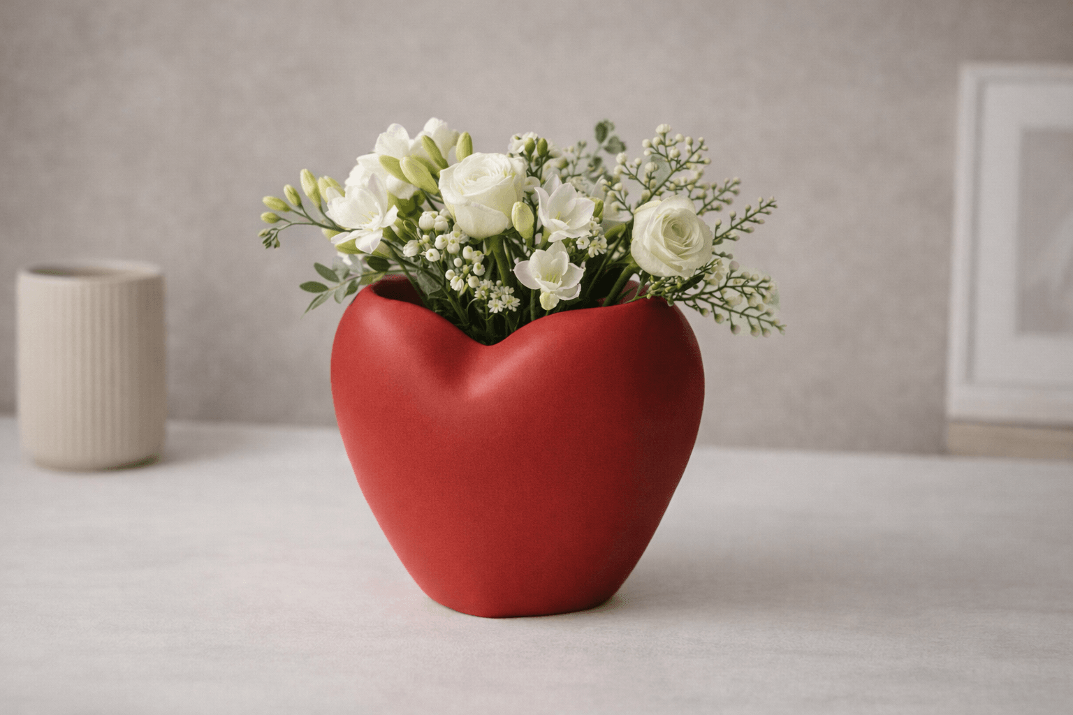 Heart Shaped Vase – Modern Red Love Vase | 3D Printable Decorative Flower Planter STL 3d model