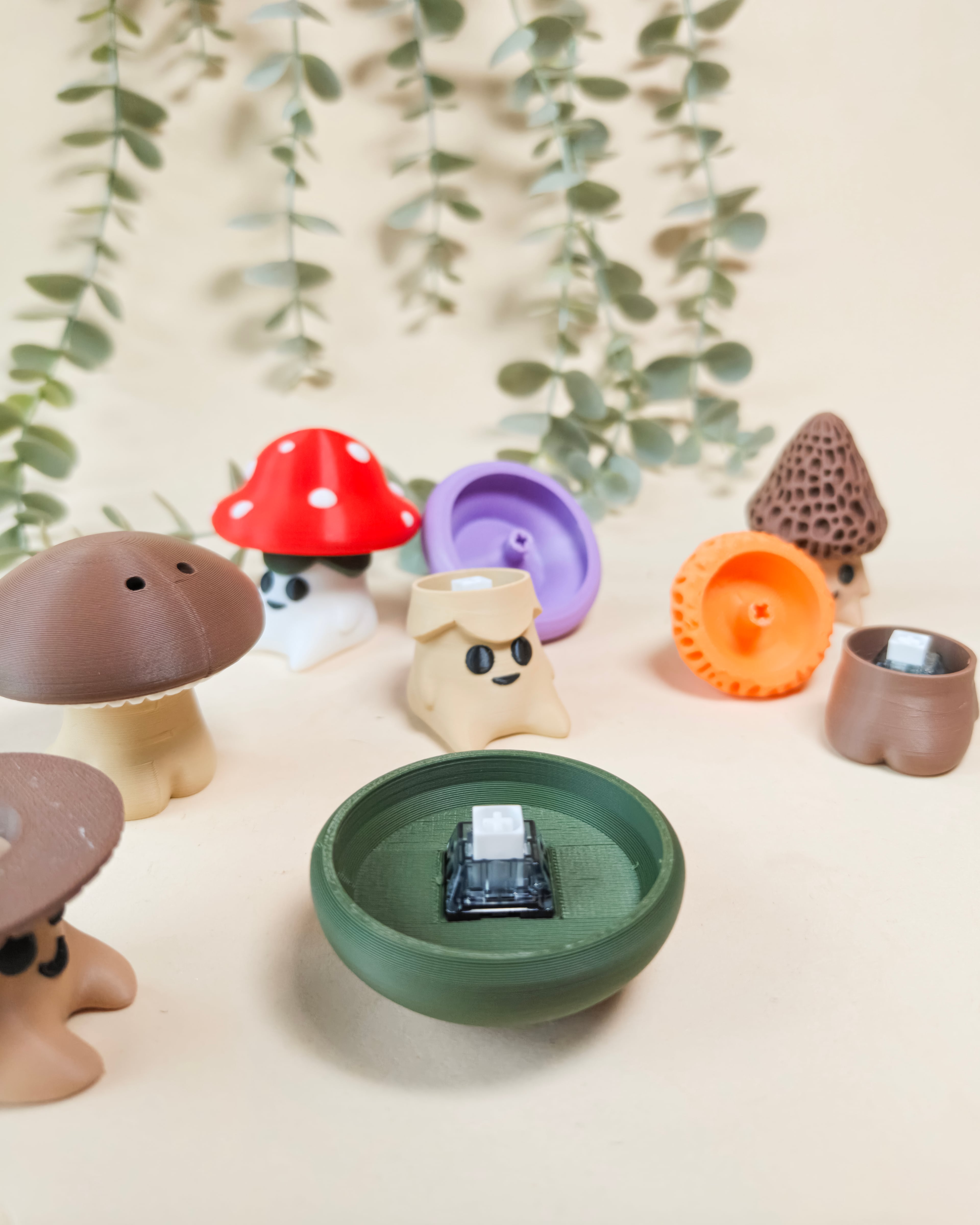 Cozy Mushroom Fidget Clicker Keychain Collection 3d model