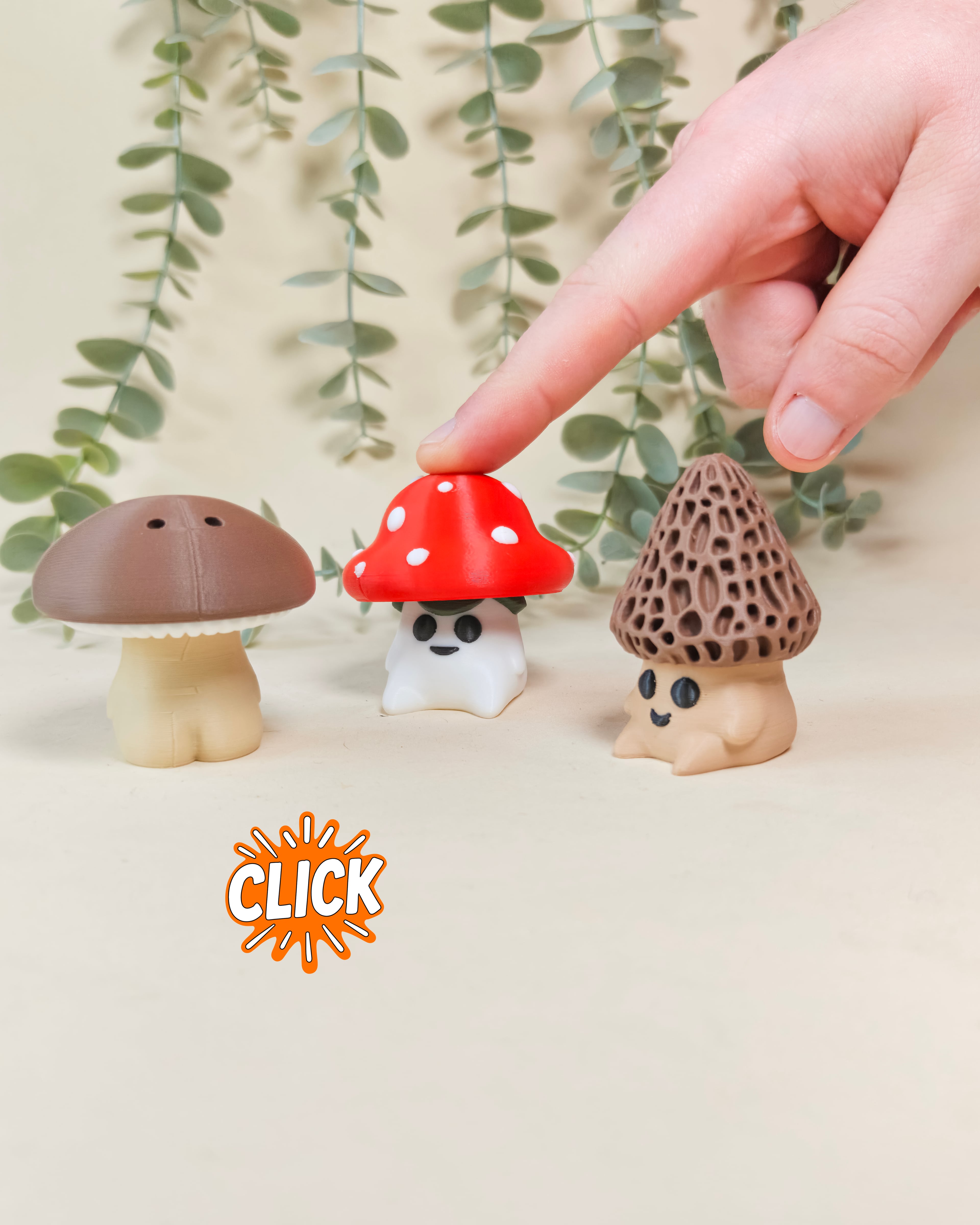 Cozy Mushroom Fidget Clicker Keychain Collection 3d model