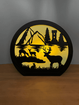 Deer Lamp Wildlife Winter scene Night Light Candle Holder Tea Light Holder Deer Decor 3d model