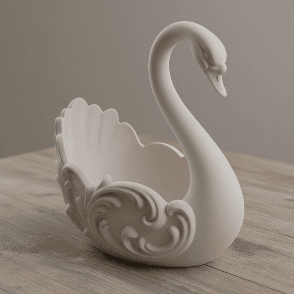 Swan Storage Organizer Basket Detailed Printable Model 3d model