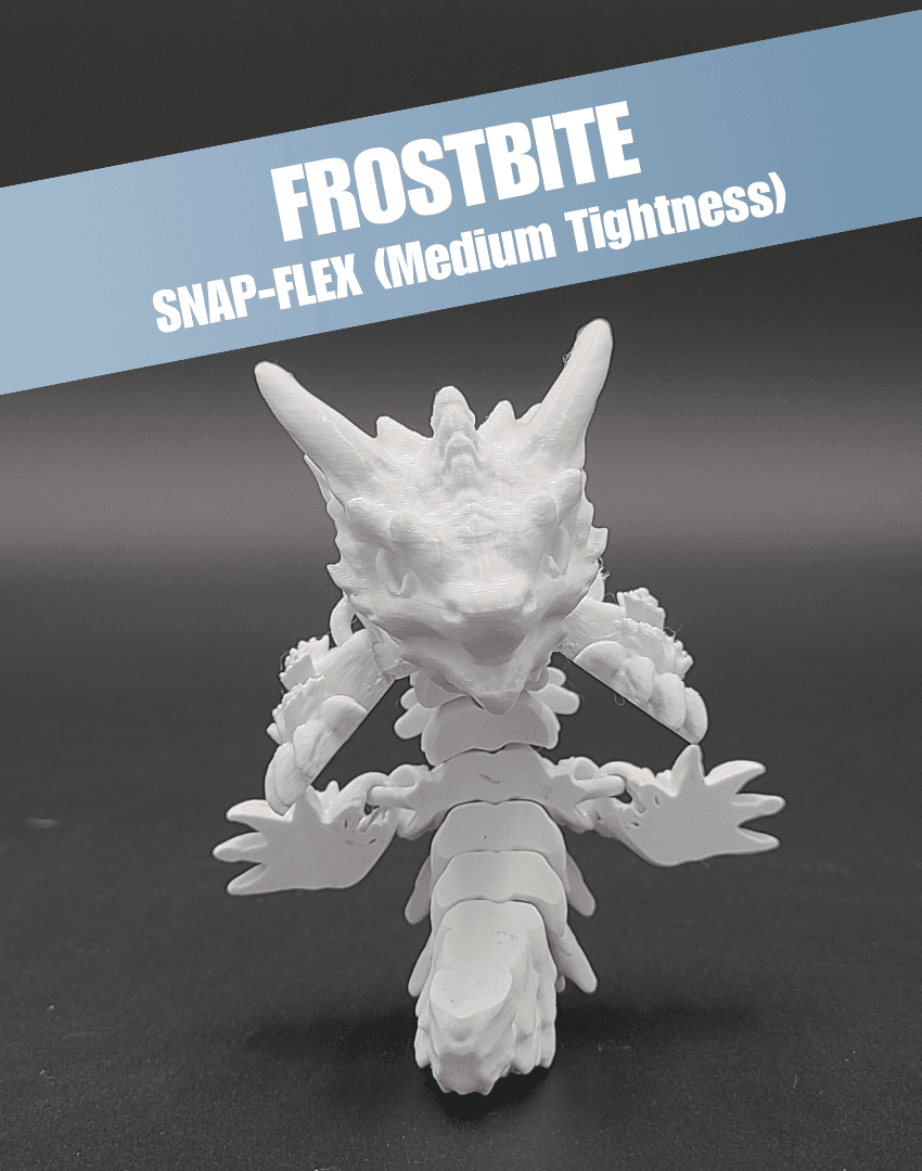 Frostbite, Winter Dragon Child - Articulated Snap-Flex Fidget (Medium Tightness Joints) 3d model