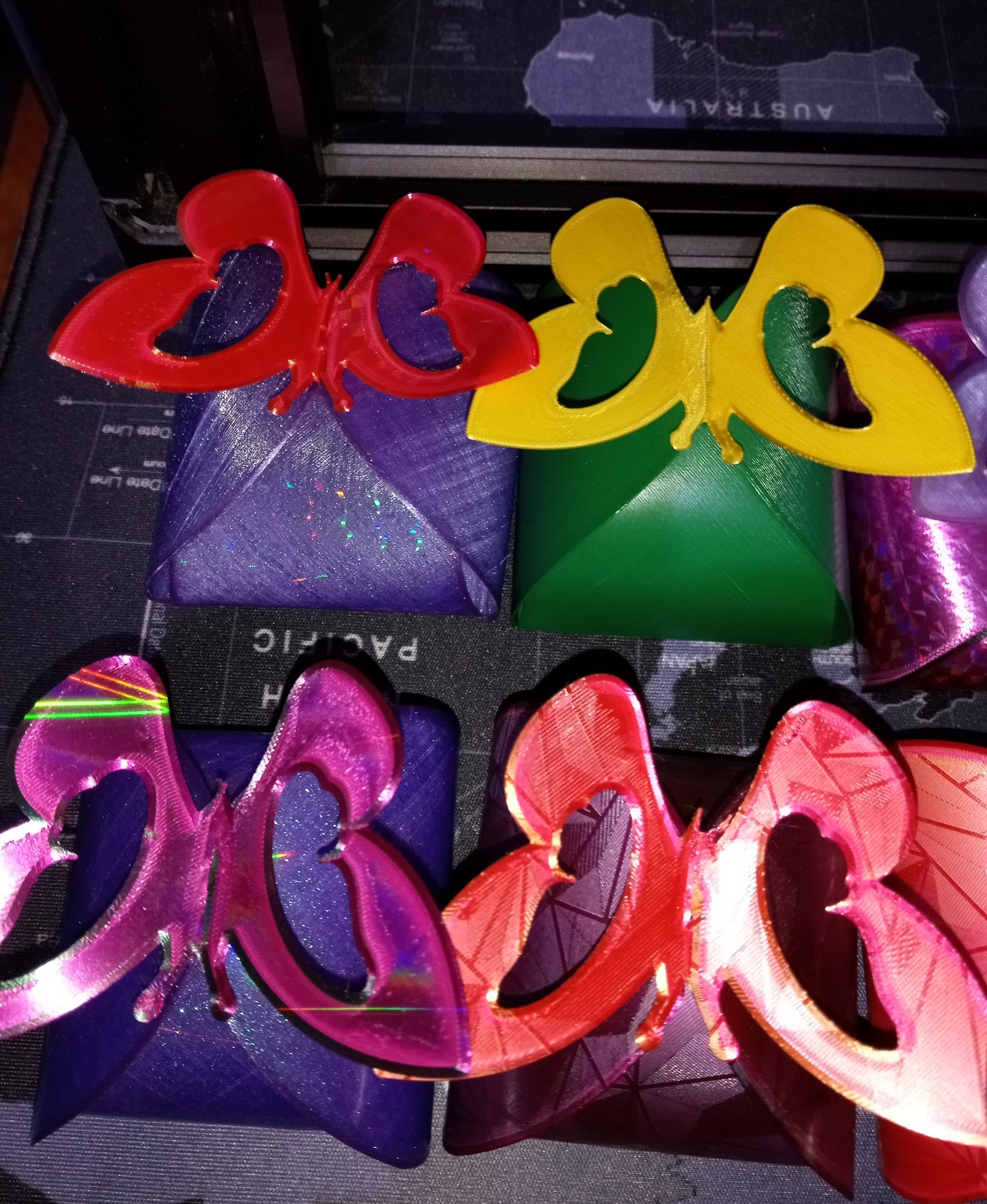 printed in many colors on holographic plates