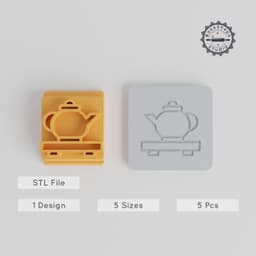 Tea Ceremony Stamp Tile Set, 5 Motif Sizes 20-40mm for Clay, Cookies & Fondant PRODUCT_4468 3d model