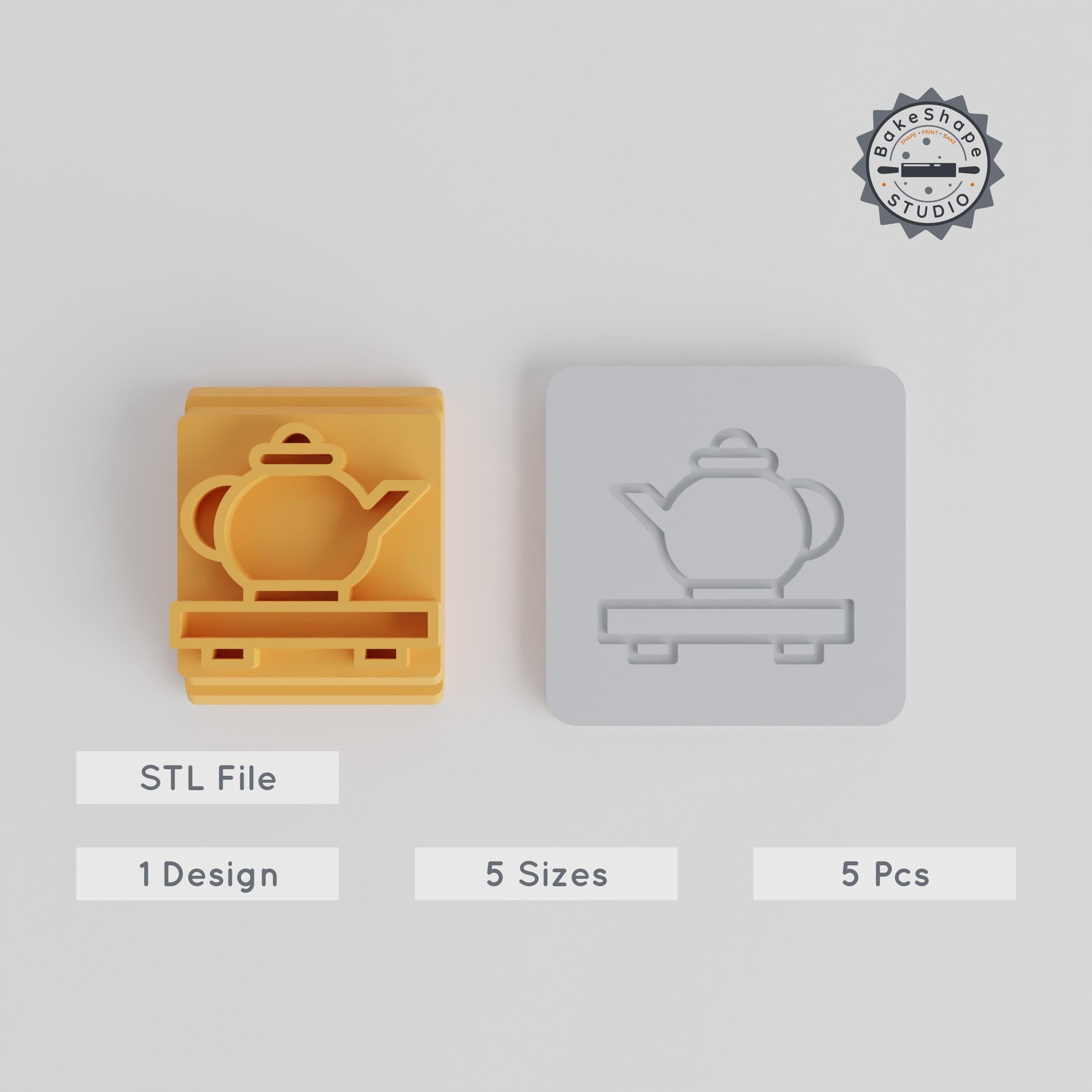 Tea Ceremony Stamp Tile Set, 5 Motif Sizes 20-40mm for Clay, Cookies & Fondant PRODUCT_4468 3d model