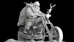 Biker Santa Claus on Reindeer Motorcycle - High Detail 3D Printable Model 3d model