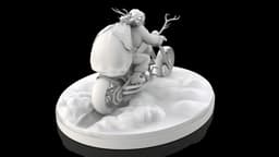 Biker Santa Claus on Reindeer Motorcycle - High Detail 3D Printable Model 3d model