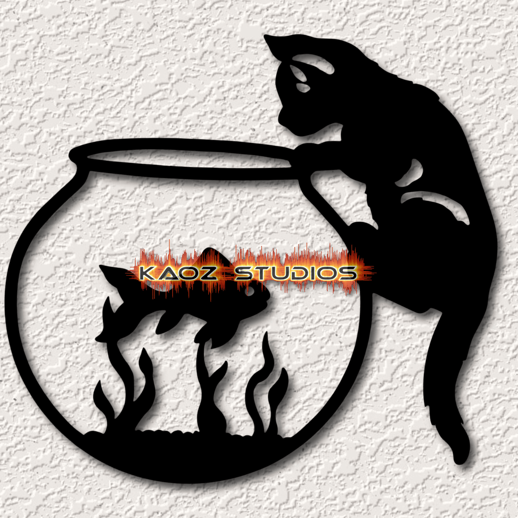 fish bowl kitty wall art cat with fishbowl wall decor 3d model