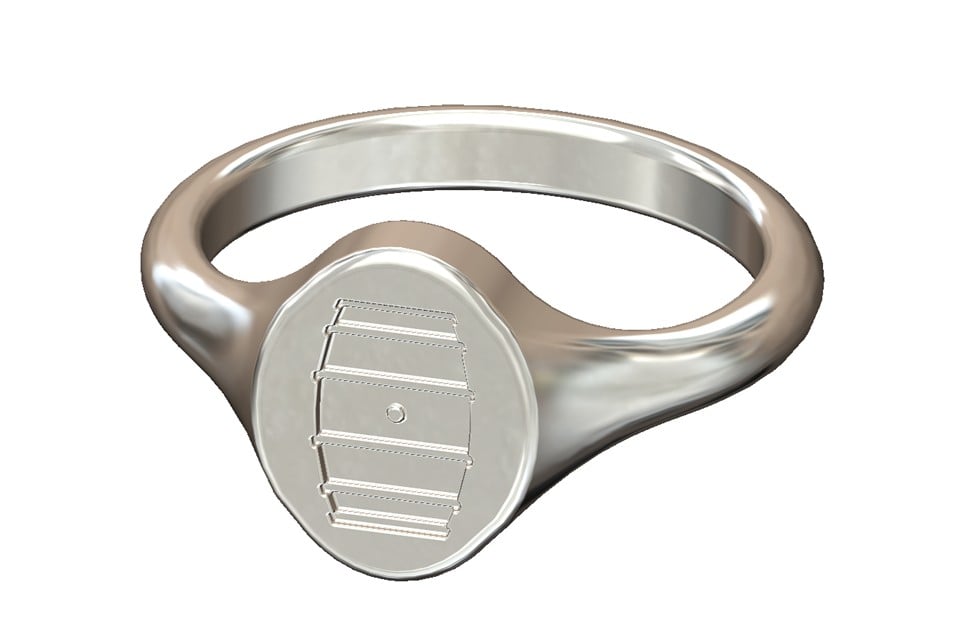 Rum Barrel Oval Signet Ring 3d model