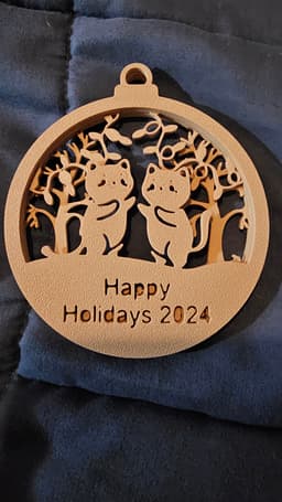 Vintage 3D Cat & Dog Christmas Ornaments | Snowflake Layered Holiday Decor | Rustic Wooden Style Pet 3d model
