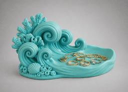 Ocean Wave Jewelry Tray STL – Coastal Ring Dish & Beach Vanity Organizer 3d model