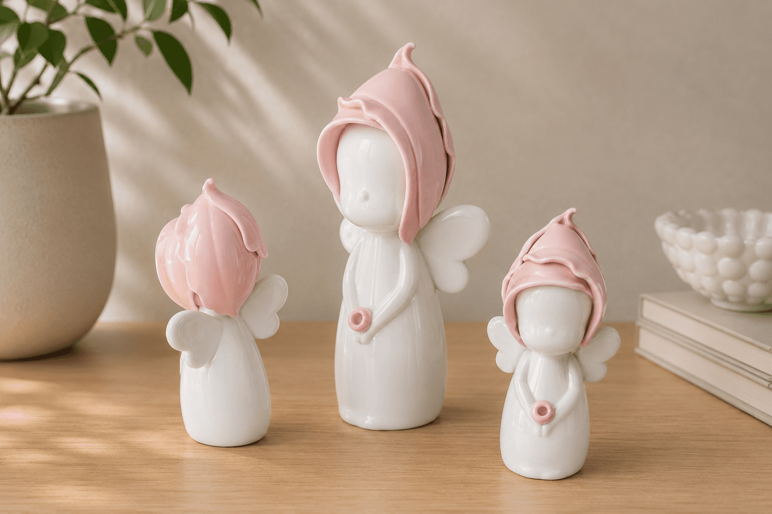 Angel Lady STL Bundle | Set of 3 Minimalist Angel Figurines | 10cm 12cm 15cm | Cute Home Decor | 3D 3d model