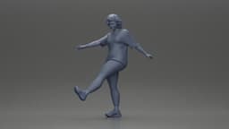 Woman in casual outfit joyfully kicks her leg with energy 3d model