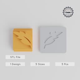 Leaf Stamp Tile Collection, 5 Sizes, Clay & Cookie Stamps, Botanical Motif, Perfect for Fondant & Soft Materials PRODUCT_5105 3d model