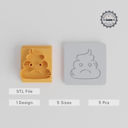 Poop Stamp Tile Set, 5 Sizes 20-40mm, Perfect for Clay, Cookies & Fondant, Emoji Designs, Smiling & Angry Motifs PRODUCT_2382 3d model