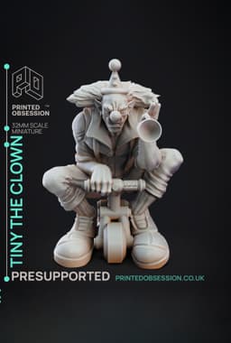 Tiny The Clown - Jerrys Circus of Horror - PRESUPPORTED - Illustrated and Stats - 32mm scale 3d model