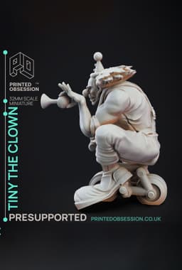 Tiny The Clown - Jerrys Circus of Horror - PRESUPPORTED - Illustrated and Stats - 32mm scale 3d model