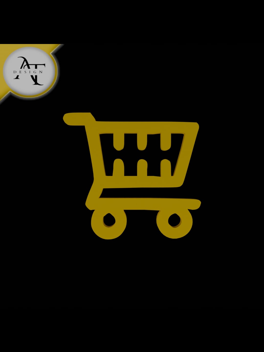 Simple Shopping Cart Symbol - 2D Art 3d model
