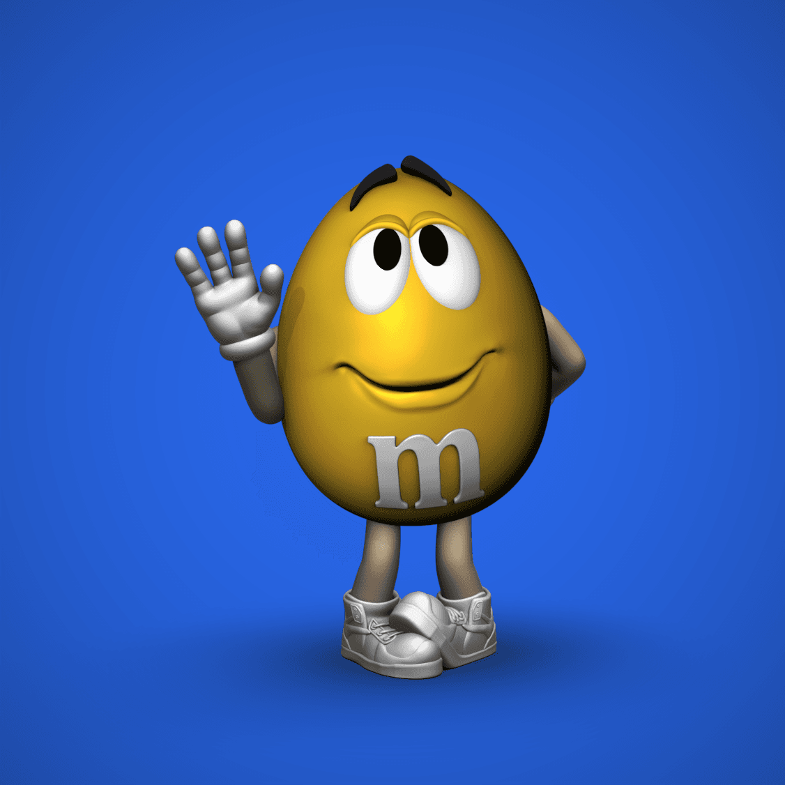 Yellow M&M Mascot (Shy) 3d model